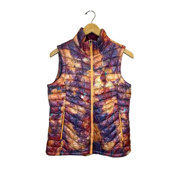 The North Face Women’s Thermoball Vest Sz S Orange Purple Zip Sleeveless Jacket - Picture 1 of 15